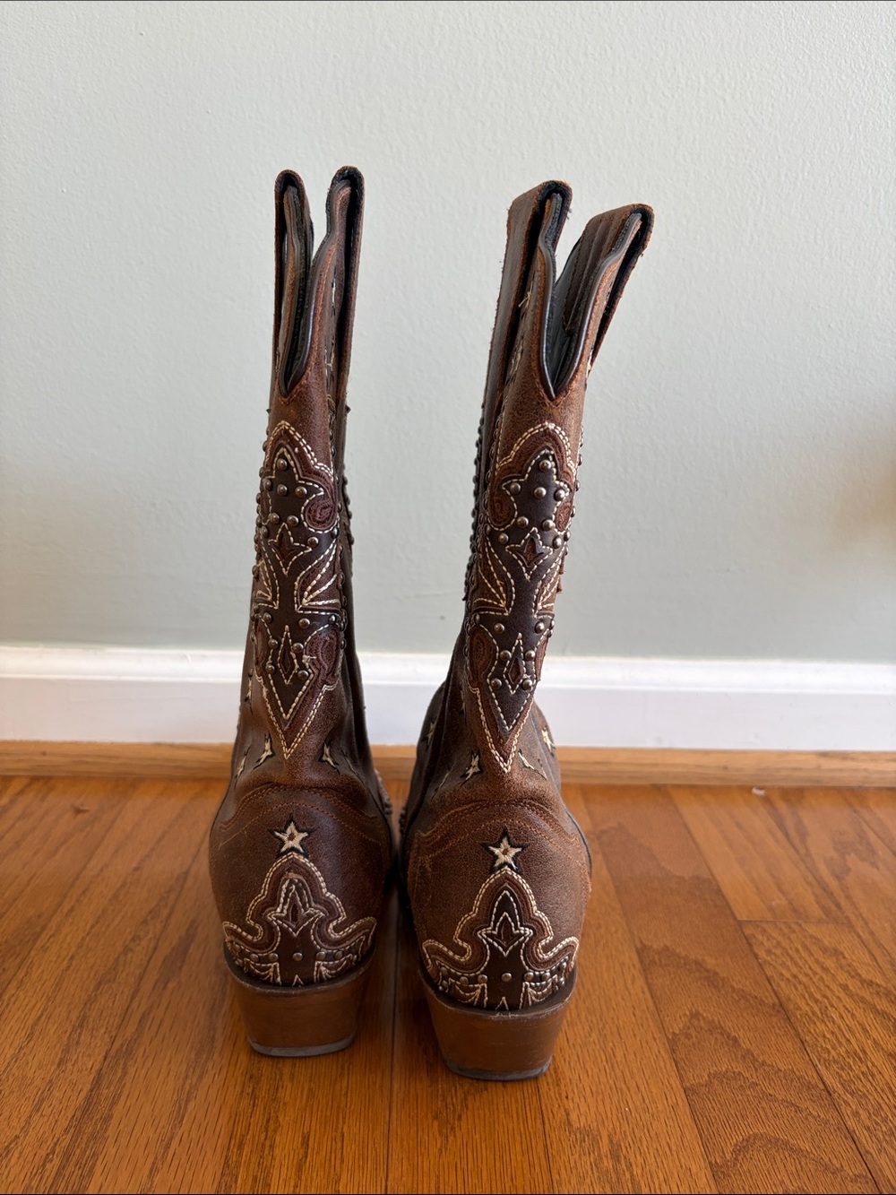 J.B. Dillon Brown Suede Star-Studded Western Boots - Picture 5 of 7